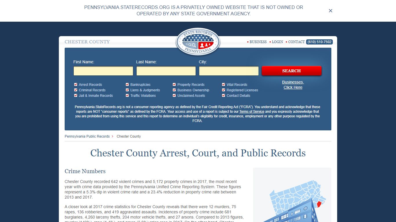 Chester County Arrest, Court, and Public Records