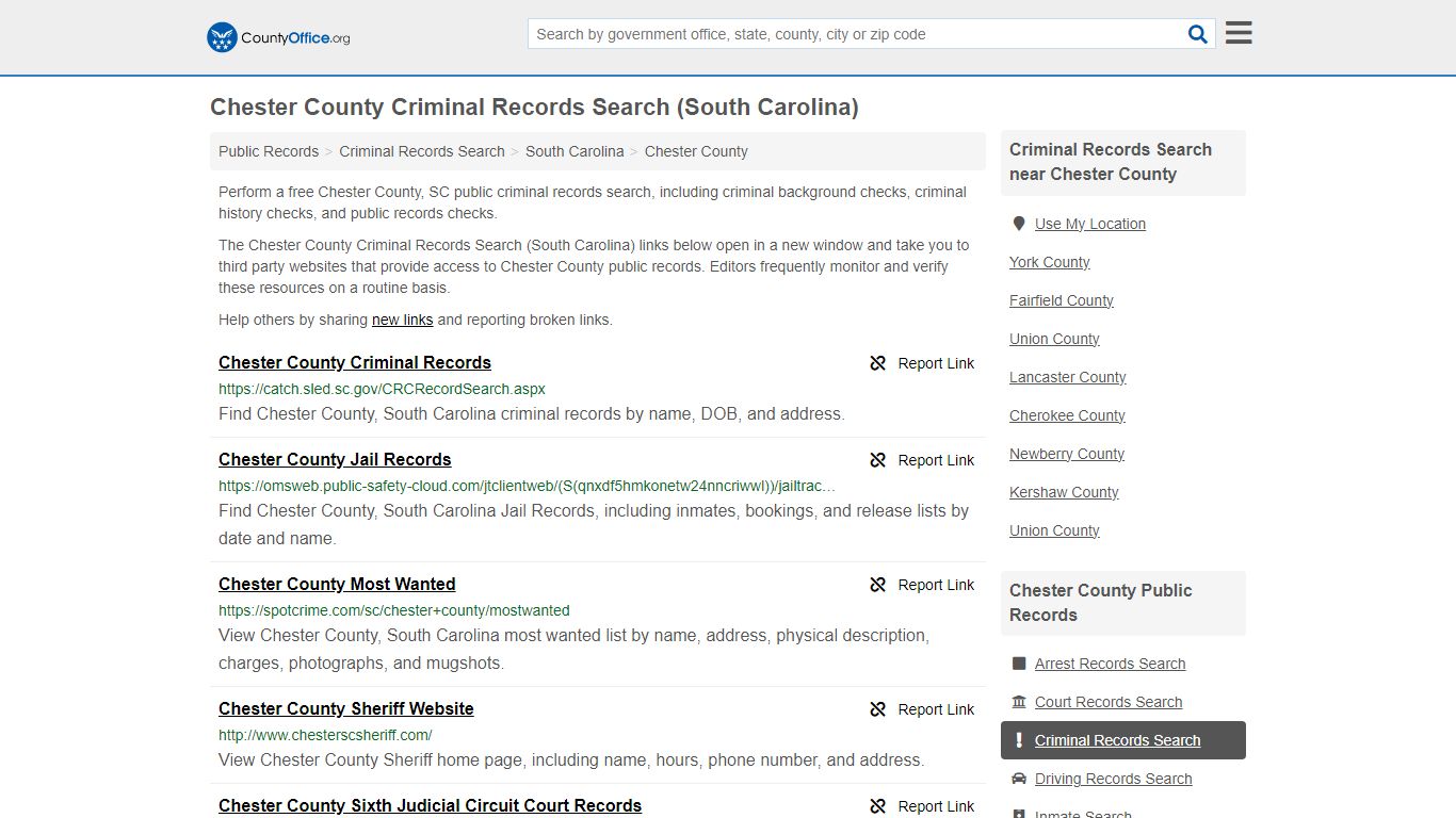 Criminal Records Search - Chester County, SC (Arrests, Jails & Most ...